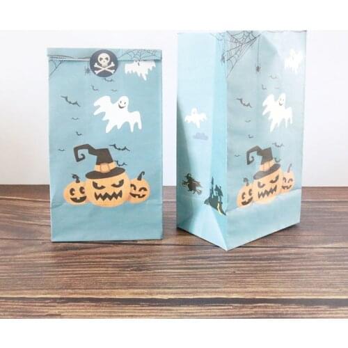 Halloween Party Candy/Cookie/Food Bag Kraft Seal Gift Packing Treat Bag Supplies Kraft Paper Bag Drop Shipping 12/24pcs