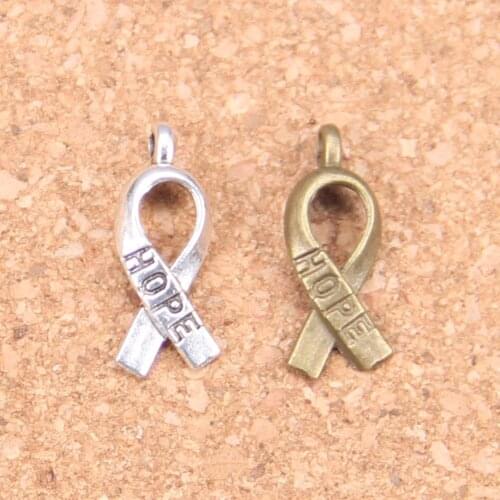 192pcs Charms hope awareness ribbon 19mm Antique Pendants,Vintage Tibetan Silver Jewelry,DIY for bracelet necklace