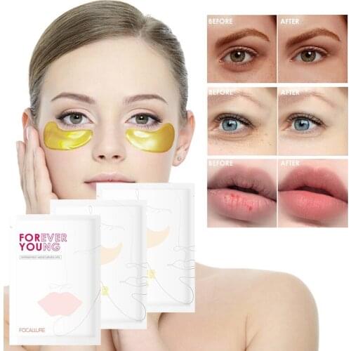 2 Pcs/pair Collagen Eyes Patches Lip Mask Anti Aging Wrinkle Eye Mask Face Care Moisturizing Lip Gloss Beauty Korean Cosmetics