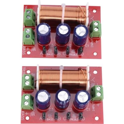 2Pcs 400W Speaker Crossover 2 Way Audio Adjustment Tweeter Bass Speakers Filter Frequency Divider for 2-16Ohm