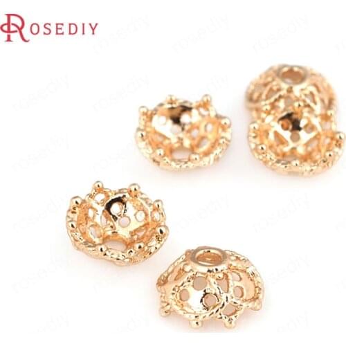 30917-G)20PCS 7MM 24K Champagne Gold Color Brass Snowflake Beads Caps Jewelry Making Supplies Diy Findings Accessories