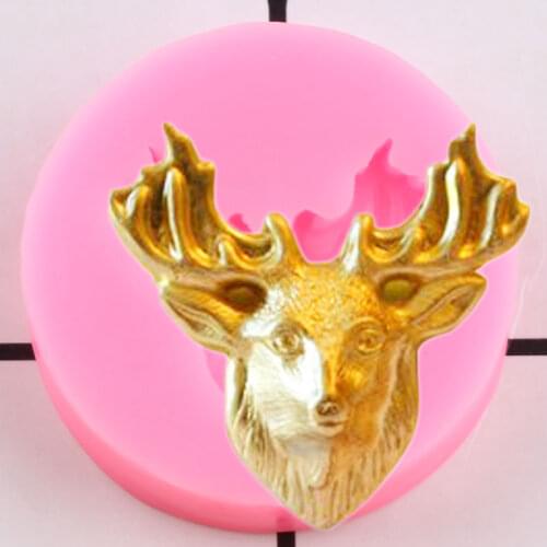 Christmas Deer Head Silicone Mold Chocolate Candy Molds Cupcake Topper Fondant Cake Decorating Tools Polymer Clay Jewelry Moulds