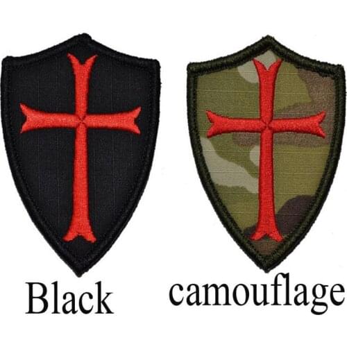 3D Embroidered Patch Badge 1pc New Knight Templar Knight Shield Shield Uniform / Morale Chapter Icon 7.5 * 6.5Cm