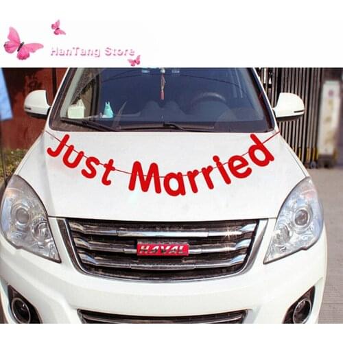 "Just Married" Banner Car Sign Vintage Wedding Bunting Banner Garland Handmade Photo Booth Props Event Party Supplies 9zSH289