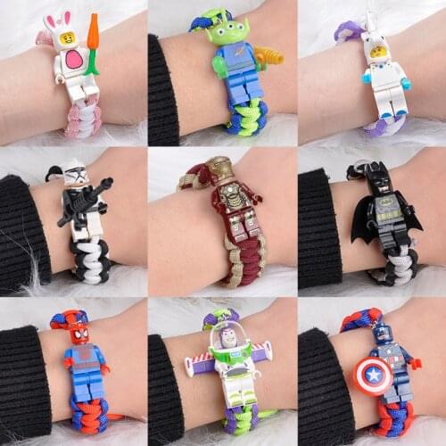 Buzz light year bracelet with cartoon building blocks braided popular for students couple gift personality for male and female