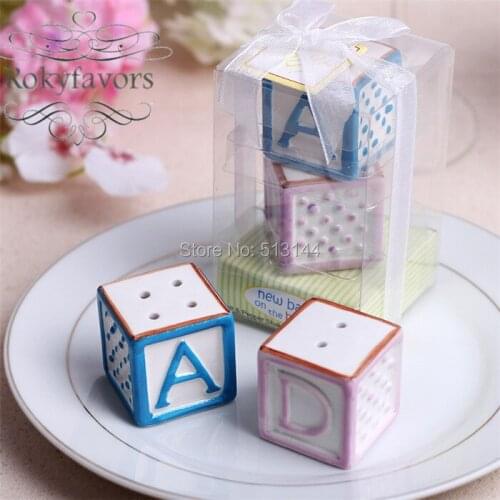 Free Shipping 50sets New Baby on the Block AD Salt & Pepper Shakers Baby Shower Party Gifts Birthday Decoration Gift