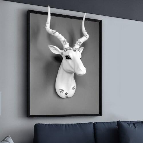 Big Deer Statue Sculpture Home Decor Hanging Wall Decoration Accessories Living Room Decor Elk Abstract Sculpture gift