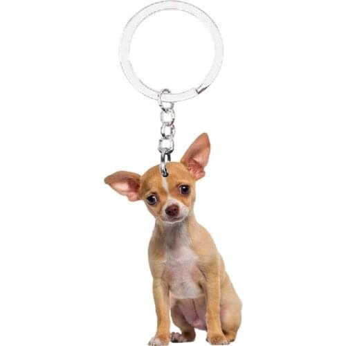 Chihuahua Dog Keychain Lucky Cute Keyring Car Key Animal NOT 3D men kawaii charms purse llaveros Accessories Pet friends Gift