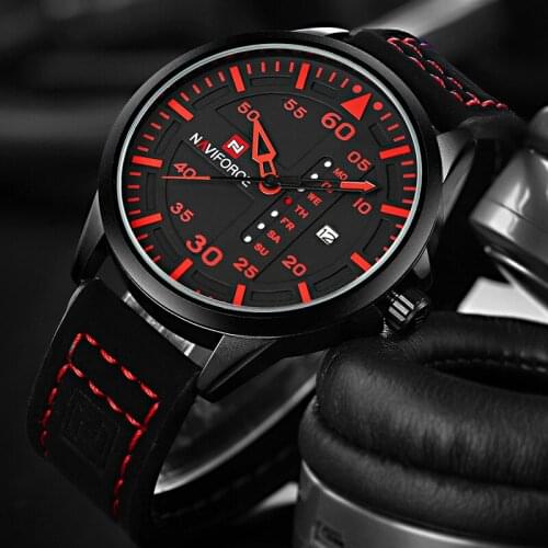 NAVIFORCE Mens Watches Man Leather Strap Quartz Date Clock Luxury Waterproof Men Army Military WristWatches Relogio Masculino