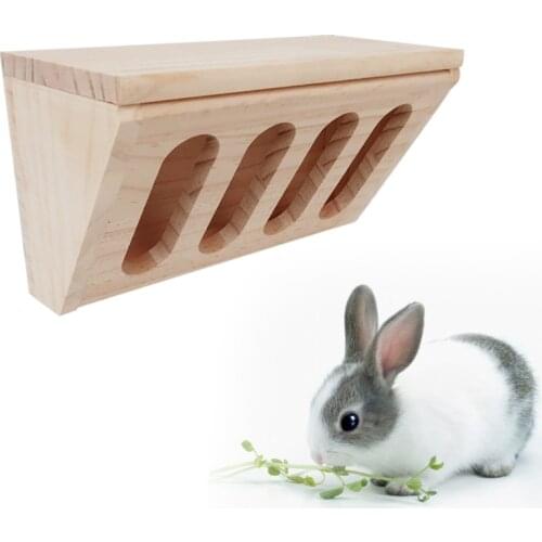 Wooden Hay Manger Mount Rabbit Hay Feeder Rack for Guinea Pigs Bunny Food Bowl Chinchilla Hay Bin Grass Feeder