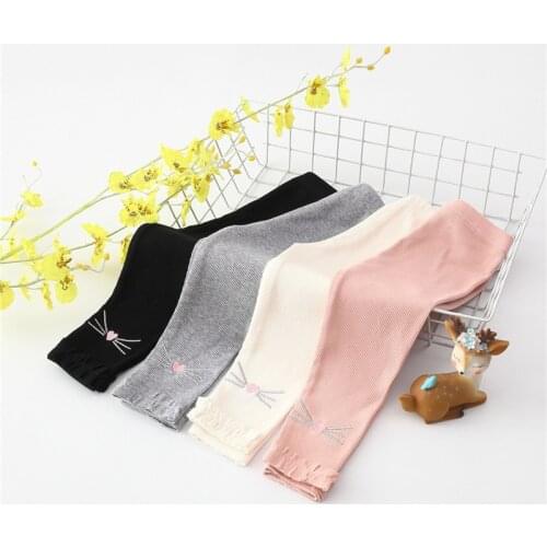 Lnfant Childrens Clothing Girls Ieggings Dpring Autumn Thin Baby All-Match Cartoon Long Pants Childrens Autumn Clothing