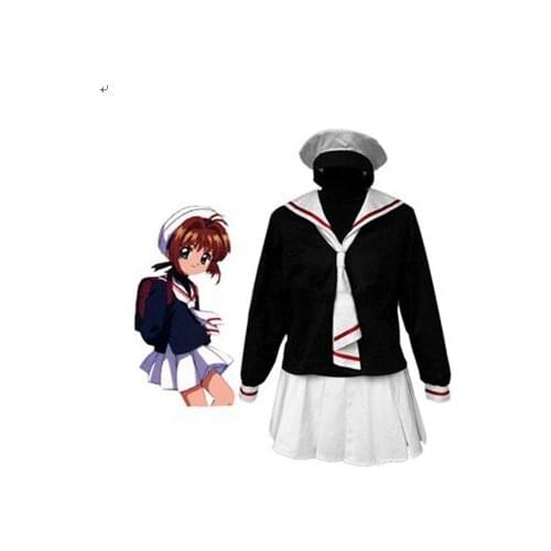 Can be tailored Anime CardCaptor SAKURA Cosplay Man Woman Halloween Cos KINOMOTO SAKURA Cosplay Costume School uniform S-3XL