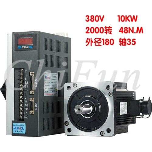 10KW AC380V Servo Motor Driver kit 180mm 180ST-M48020 2000rpm 48N.M + AASD-70A 380V driver with 3M Encoder + motor cable