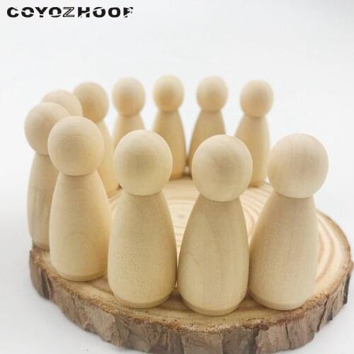 Girl Doll 100Pcs Peg Dolls Natural Unfinished Unpainted 1.7"(43mm)Weddings Cake Dolls School Kids Toys Christmas DIY Gifts Decor