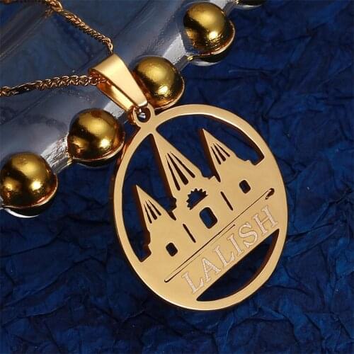 Stainless Steel Lalish Pendant Necklaces Gold Color Yezidi Faith Pilgrimage Trendy Chain Jewelry