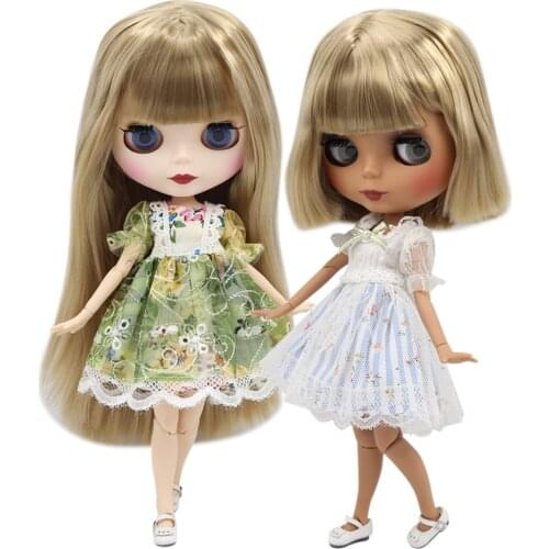 ICY DBS Blyth 1/6 bjd dolls BL9031 gold hair with white/dark skin nude joint body customized matte face