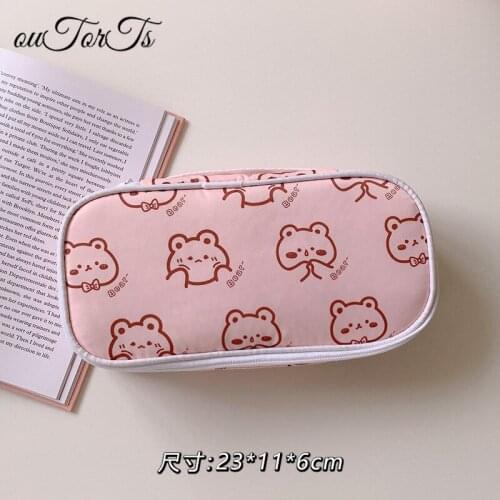 Cartoon Pencil Bag Cute Girl Heart Large Capacity Student Pencil Box Ins Wind Waterproof Test Stationery Box Back To School