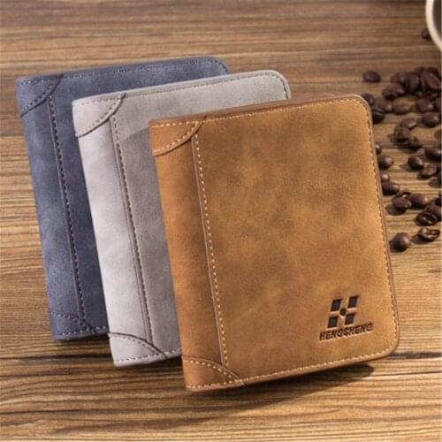 PU Leather Mens Wallet Short Trifold Coin Purse ID Credit Card Holder Pouch Vintage Male Business Clutch Bag Brand Design