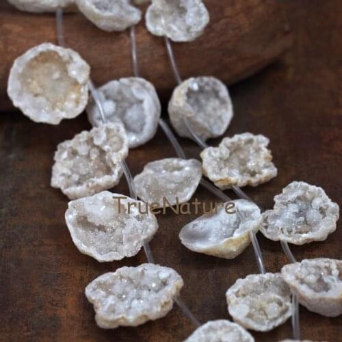 Natural White Agates Geode Loose Strand Beads Wholesale Druzy Agates Slice Pendant Beads Jewelry Findings In 39*45 mm BE7081