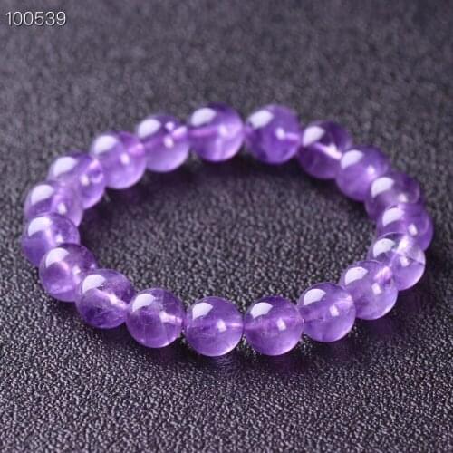 Natural Lavender Amethyst Quartz Crystal 8mm 10mm Clear Round Beads Bracelet Women Men Fashion Healing Stone AAAAA