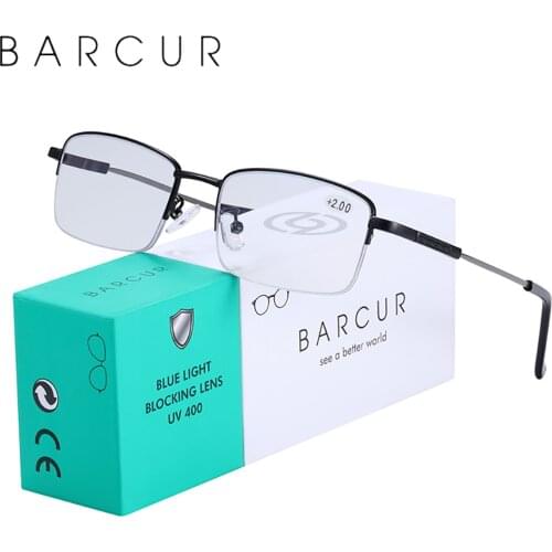 BARCUR Reading Glasses Men Women Progressive Bifocal Anti Blue Ray UV Protection Eyewear