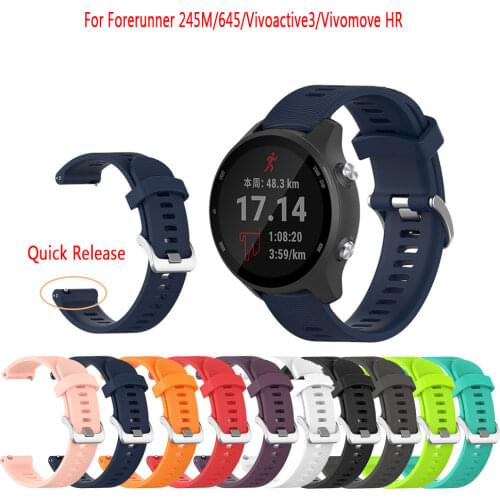 20 mm Watchband For Garmin Forerunner 245 245M 645 Vivoactive 3 Silicone Watch Band Sports Strap For Vivomove HR 3t Bracelet