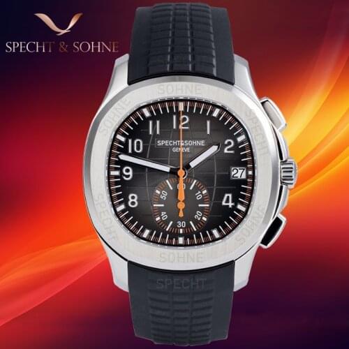 2021 Luxury Mens Watches SPECHT&SOHNE Sports Watches Japan Chronograph Quartz Wristwatches Black Rubber Strap 30M Waterproof