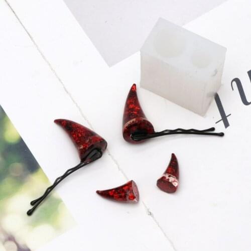 Cute Devil Horns Hair Clips Resin Molds Epoxy Resin Mould Jewelry Making Tools