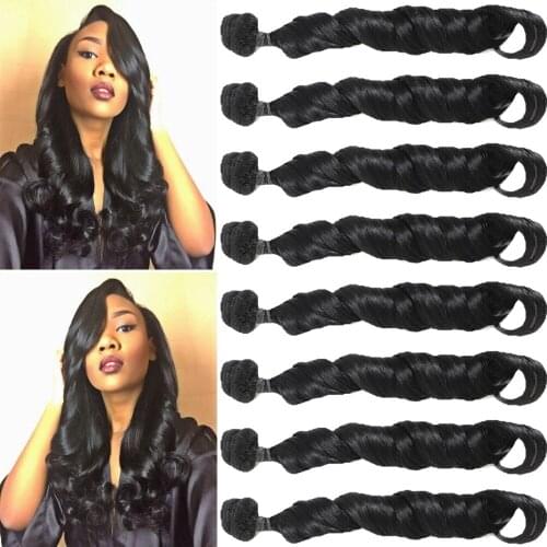 Synthetic Romance Curly Hair Extensions For Women High Temperature Synthetic Curly Hair Weaves 8 Bundles 240g All In One Pack