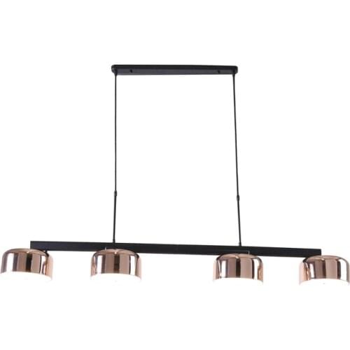 Modern Black Painted Panel Cord Pendant Light with 4 Rose Golden Plated Shade E27 LED Hang Light Fixture for Dining Room Bar