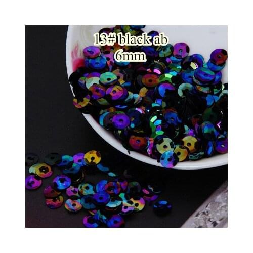 Loose Sequins 40g 6mm Cup Round Sequin Paillettes Sewing Decoration Artesanatos Acessorios Costura 13# Black AB Confetti