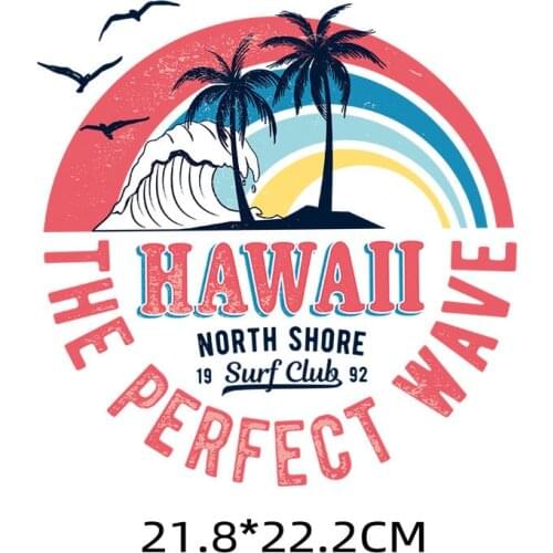 Coconut Tree Iron on Patches For DIY Heat Transfer Travel Clothes T-shirt Thermal transfer stickers Decoration Printing