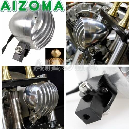 Vintage Billet Headlights w/ Grille Cover Motorcycle H4 Bulbs Head Light Headlamp For Harley Sportster xl 883 Iron Bobber Racer