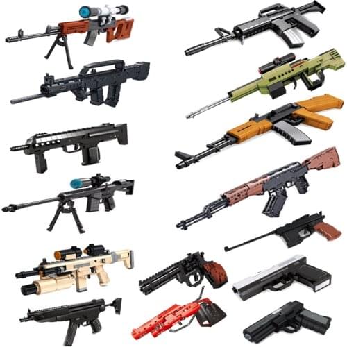 Military SWAT Gun Weapons Police Soldier WW2 Army Model MOC Building Blocks Bricks Sets AK47 98k Boy Gifts