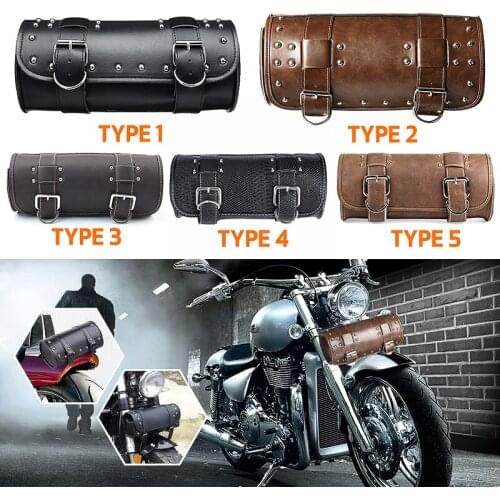 X-Universal Motorcycle PU Leather Saddlebag Tool Storage Bag Front Fork Roll Saddle Luggage Bags For Suzuki/Honda/Yamaha