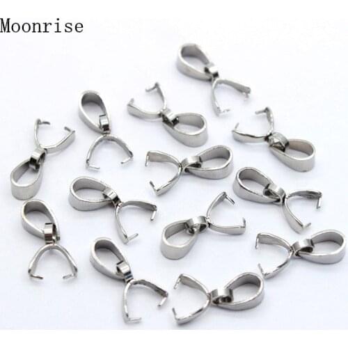 10Pcs/lot 316 Stainless Steel Pinch Clip Bail Clasps Bead Pendant Connector Findings 15mm 17mm 19mm For Jewelry Making
