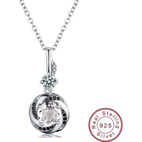 Black Awn Silver Necklace 925 Sterling Silver Fine Jewelry Trendy Engagement Necklaces for Women Wedding Necklaces Pendants P159