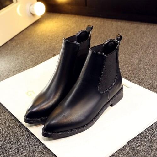 Winter Boots Women Ankle Boots High Quality Pointed toe Ladies Boots Leather Fashion Boots Drop Shipping