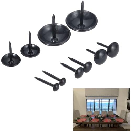 20/10pcs Black Upholstery Nails Round Head Metal Pushpins Vintage Tacks Stud Jewelry Case Wine Box Sofa Decor 5/7/9/11/19x17mm
