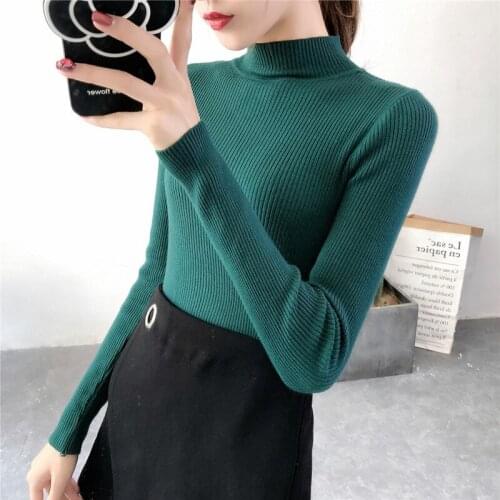 Women Pullover 2020 Autumn Winter Women Knitted Foldover Turtleneck Sweater Casual Warm Female Clothing Sweaters