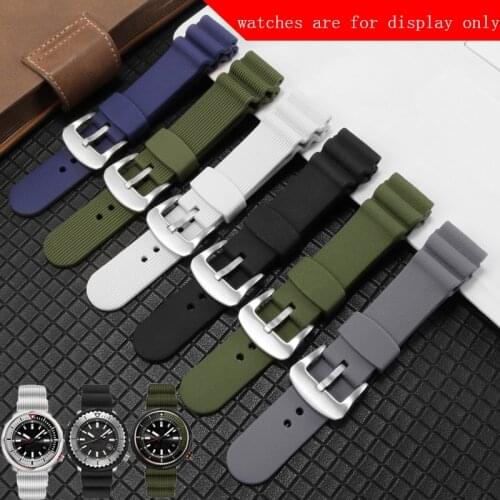 22mm Waterproof Silicone Watchband Black White Gray Strap Replace Mens Watch Accessories Soft Rubber Bracelet Give Tool