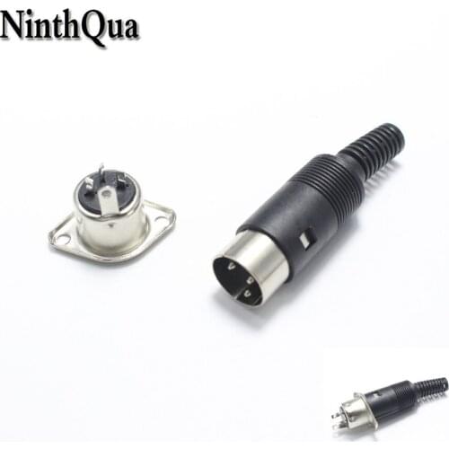 3 Pin DIN Plug to Female Jack 2 Hole Panel Mount Connector Adapter & DIN Plug Male Connector 3P with Plastic Handle