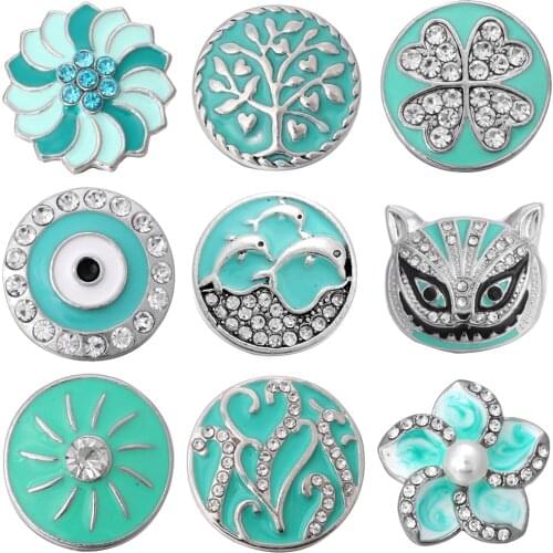 5pcs/lot Snap Button Jewelry Ginger Charms Flower Heart Cross Tree of Life Dog Snap Buttons Fit 18mm Snap Bracelet Necklace