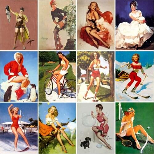 5D diamond painting Cross Stitch Kits Mosaic Gilelvgren“ Beautiful sexy girl”DIY Diamond Embroidery Square Full Rhinestone Decor