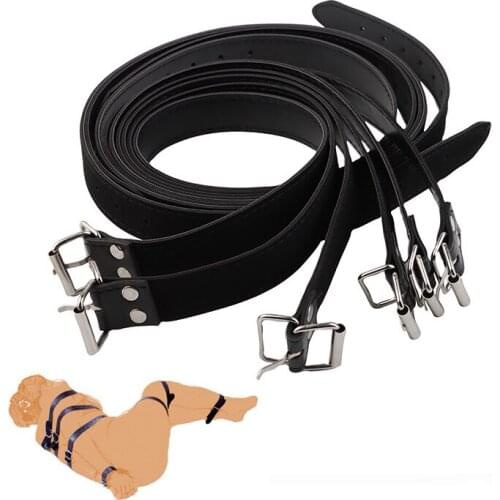 7pcs Full Body Bundle Bondage Belt BDSM Harness Slave Strap Kit Sex Toys Couples Role Play Bondage Rope Ankle Cuffs Handcuffs