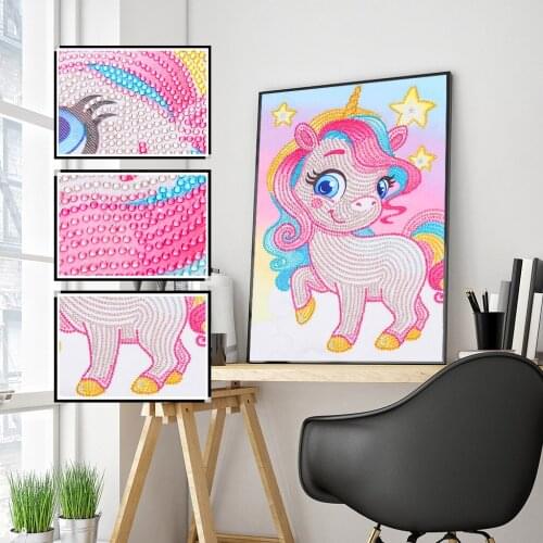 Special Shaped Diamond Painting Horse Diamond Embroidery Crystal Mosaic Cartoon Girl Animal Series Picture Kid Diamond Art Gift