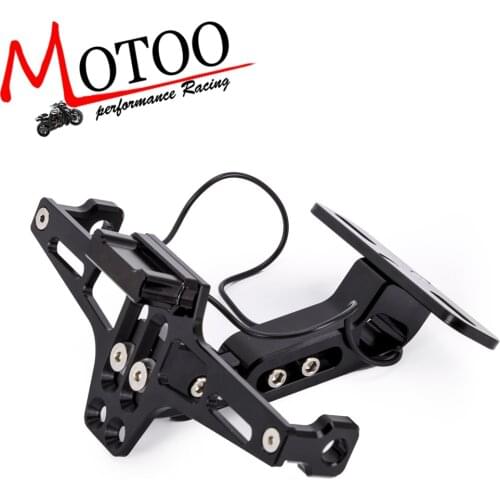 Motoo - Motorbike Adjustable Angle Aluminum License Number Plate Holder Bracket For Yamaha R1 R6 R3 FZ1 FZ6 MT07 MT09 XJ6 TMAX