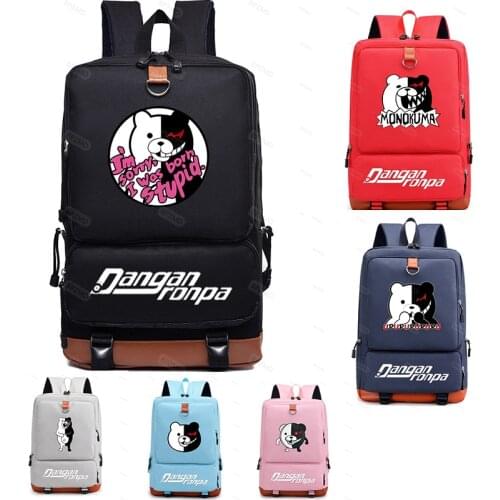 Anime Danganronpa Backpack USB Port monokuma School Bag Bear Pattern Student Teenagers School Book travel Laptop Mochilas