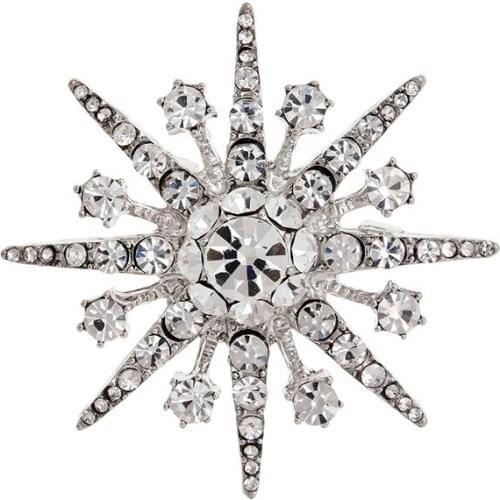 Fashion Crystal Rhinestone Star Brooch Sparkling Crystal Snowflake Lapel Pin Fashion Jewelry Brooches for Women Gift