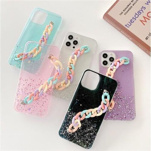 Luxury Rainbow Wristband Glitter Case For OPPO A9 2020 A5 A3S A7 A83 A79 A91 A52 A55 A93 Realme X XT X50 C15 C11 F5 F7 F15 F9